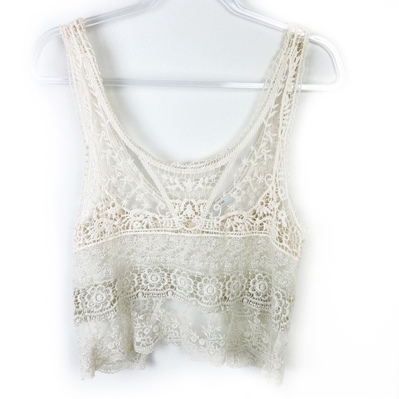 Kimchi Blue Lace crochet crop top in cream size: XS/S - Picture 1 of 14